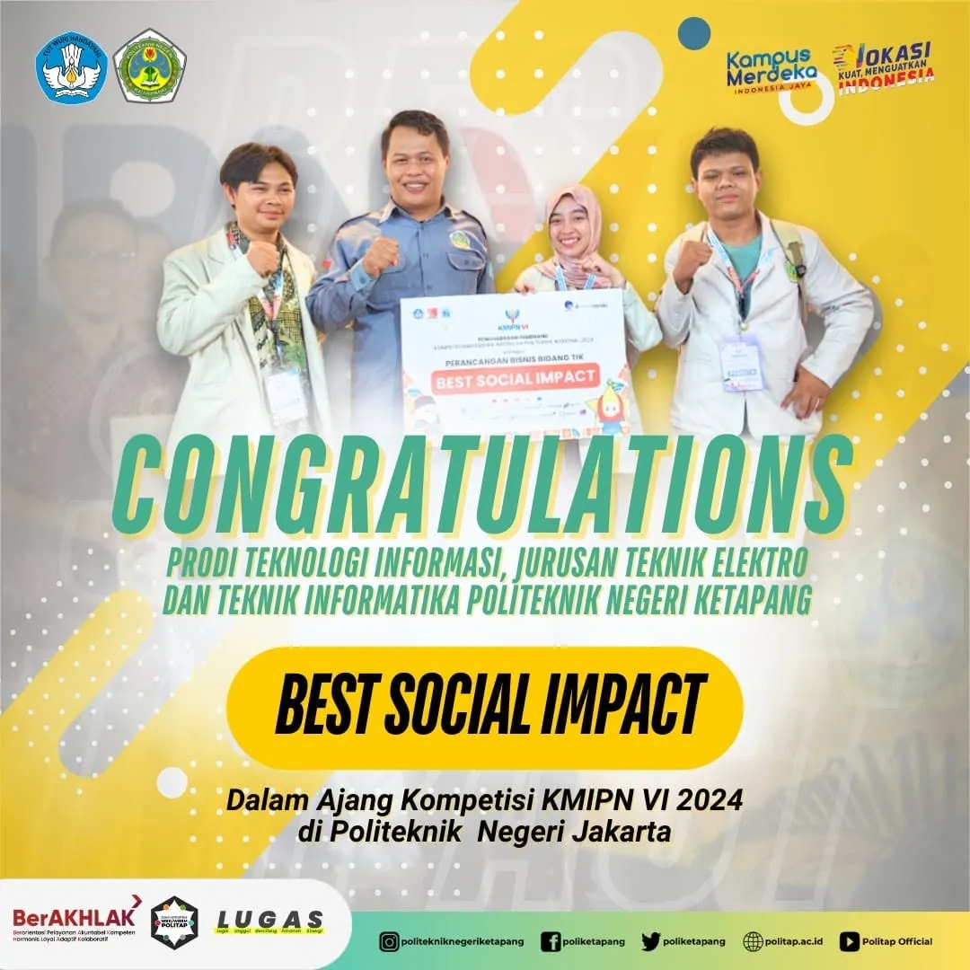 Tim Prodi Teknologi Informasi POLITAP Raih Penghargaan Best Social Impact di KMIPN VI 2024