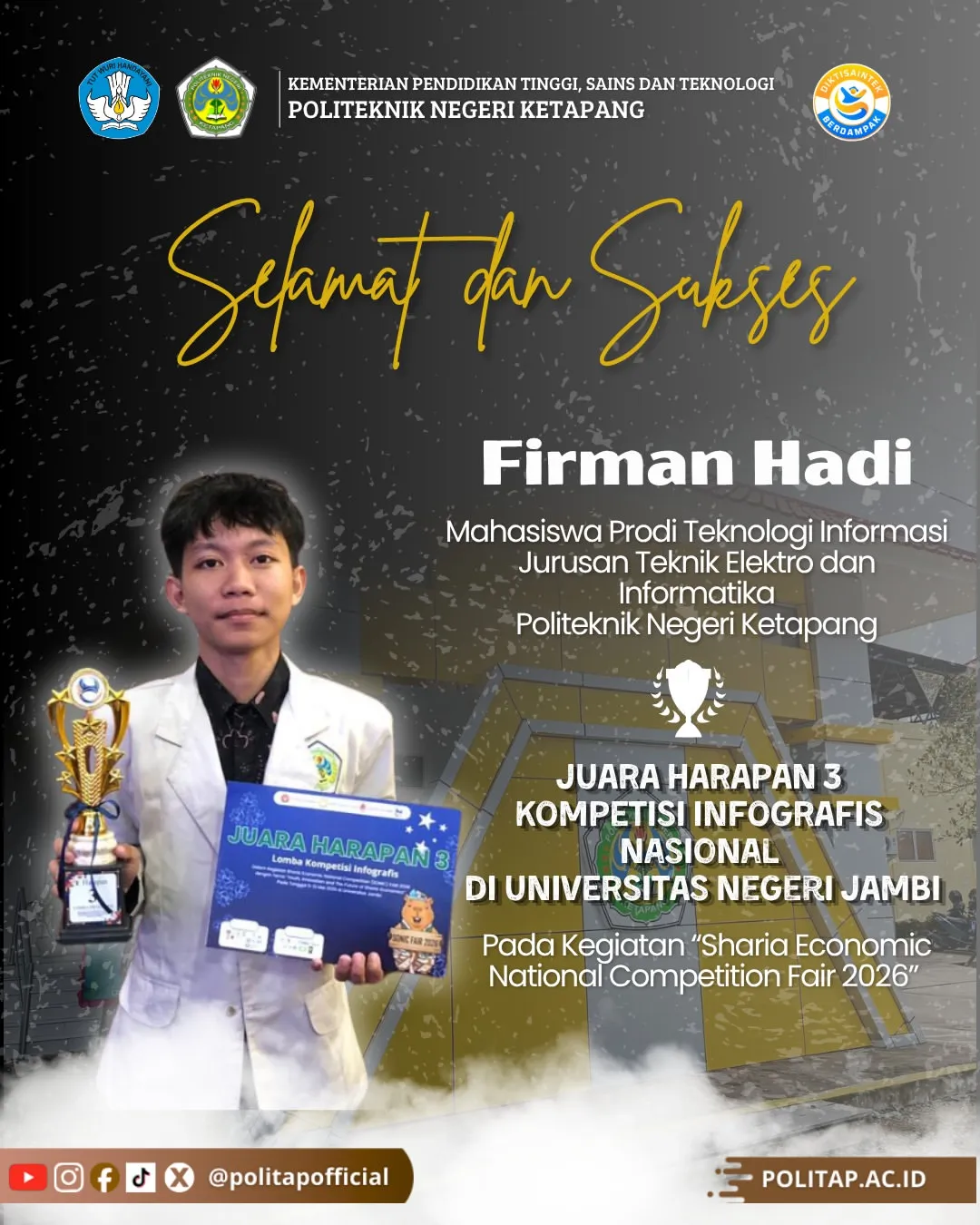 Mahasiswa Teknologi Informasi POLITAP Raih Juara Harapan 3 pada Kompetisi Infografis Nasional
