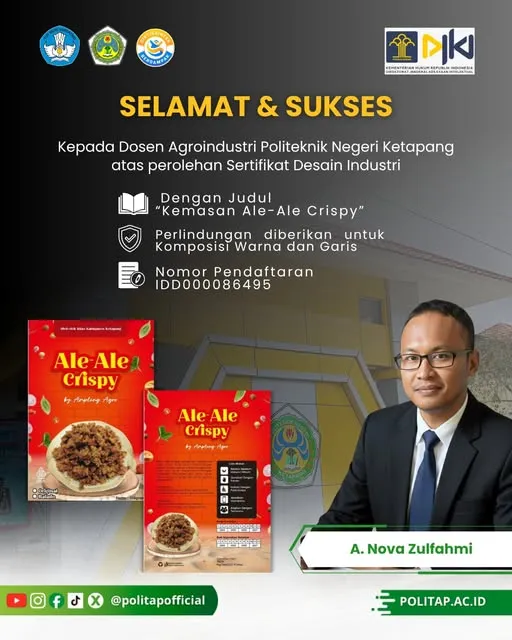 Dosen POLITAP Raih Sertifikat Desain Industri untuk Kemasan Produk “Ale-Ale Crispy”